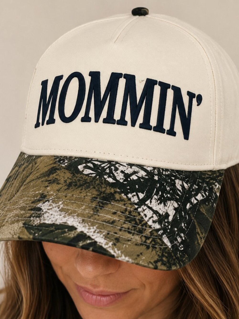 Mommin Embroidered Camo Baseball Hat | Too Busy To Care Adjustable Cap